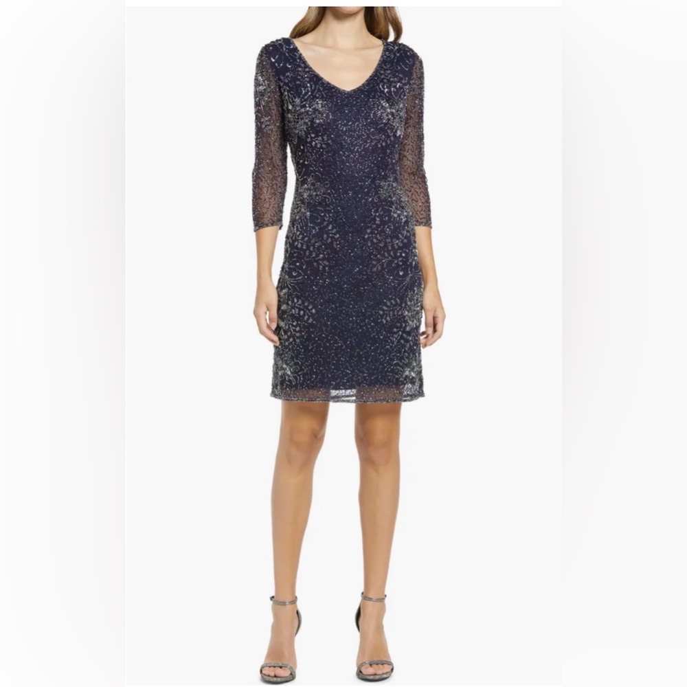 $238 Pisarro Nights Midnight Blue Sequin Dress Sz 18
